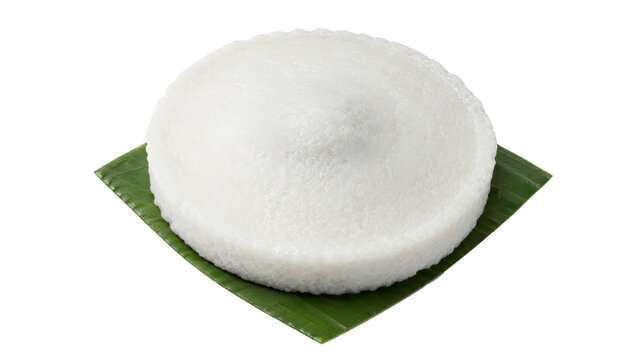 Steamed Rice Cake on Green Banana Leaf Isolated