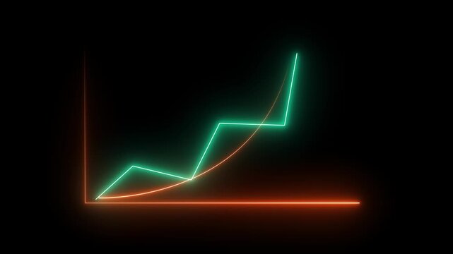 neon arrow up business graph icon animation. business chart growth concept.