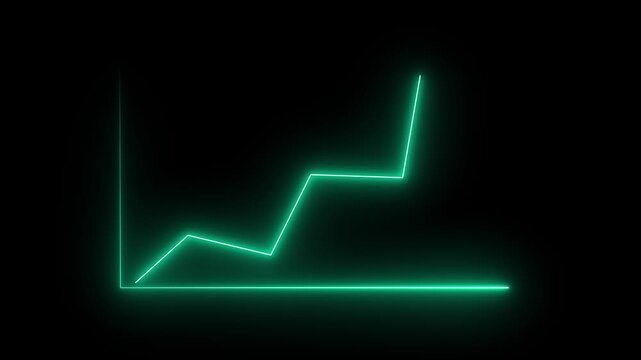 neon arrow up business graph icon animation. business chart growth concept.