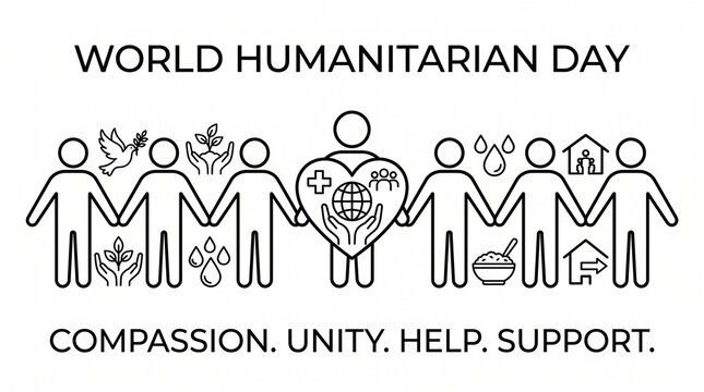 World humanitarian day compassion unity illustration