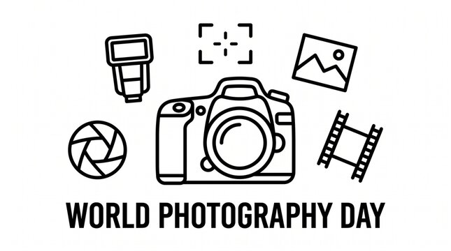 World photography day vector illustration with camera icons