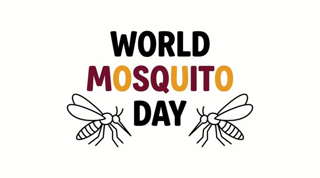 World mosquito day colorful text with mosquito icons