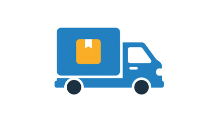 Naklejka premium Delivery Truck Icon With Package Flat Style Illustration