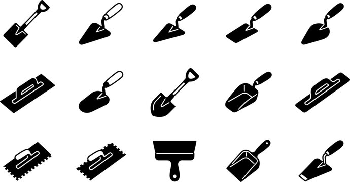 Construction trowels and masonry tools set for building maintenance
