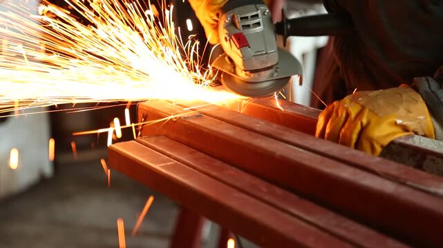 Metal Grinding Machine with Sparks