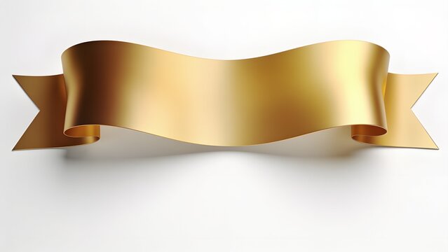 elegant ribbon banner design. The banner is horizontally oriented with a slight wave, creating a dynamic appearance. It is colored in a gradient of gold, transitioning from a darker shade on the left 