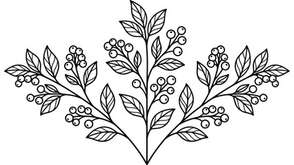 Autumn berry branch illustration. Hand drawn botanical sketch for seasonal design. © Mahraz