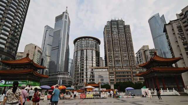 Chongqing cyberpunk city skyline from Kuixing Tower