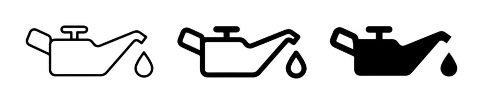 Oil Can Icons, Lubrication Symbol, Automotive Warning Light, Engine Oil Level Indicator, Vector Graphics