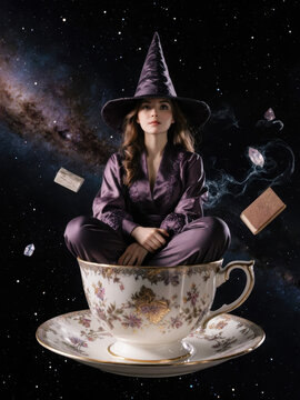  A witch who rides a cup and wanders through space