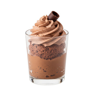 Delicious chocolate mousse dessert isolated on transparent background