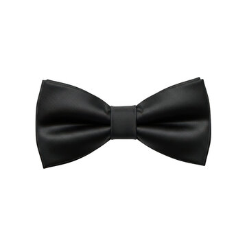 Elegant black silk bow tie isolated on transparent background