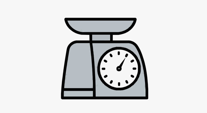 Digital weighing scale clock illustration.