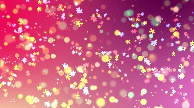 Background with colored puzzles. Randomly falling puzzles