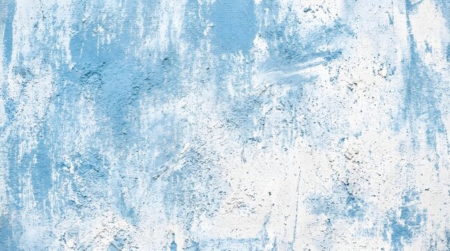 Distressed light blue painted wall texture with peeling paint