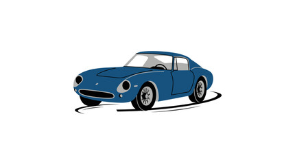 Obraz premium Classic Blue Vintage Sports Car Vector Illustration Isolated on White