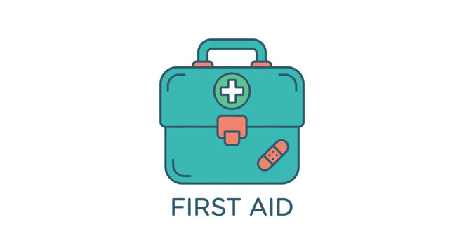 First Aid Kit Medical Emergency Flat Vector Icon Isolated on White Background