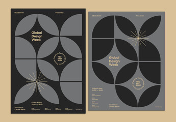 Bauhaus Geometric Poster Layout With Bold Shapes