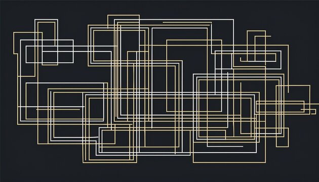 abstract geometric overlapping rectangles minimalist design outline art