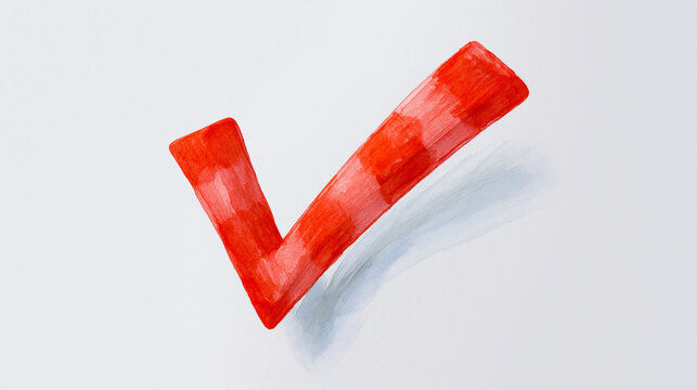 Bold red check mark on a light background, symbolizing completion and approval.