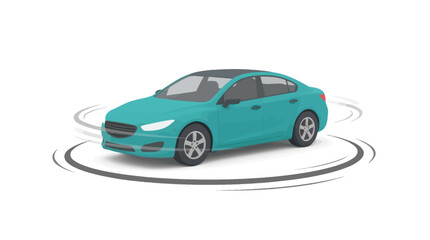 Fototapeta premium Modern Turquoise Smart Car Illustration Featuring Autonomous Driving Sensor and Radar Technology