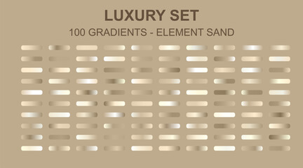 Luxury set of 100 sand gradients in vector format, elegant beige and champagne metallic swatches, premium neutral element sand color palette for graphic design © deesignvalue