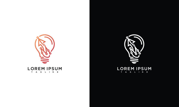 Creative Lightbulb with Upward Arrow Logo for Innovation and Growth Concept