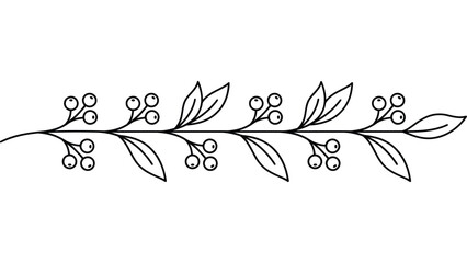 Autumn berry branch line art. Minimalist botanical floral element for seasonal design. © @ahmedmaynul