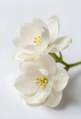 Fototapeta premium Close-up of two white jasmine flowers on white background