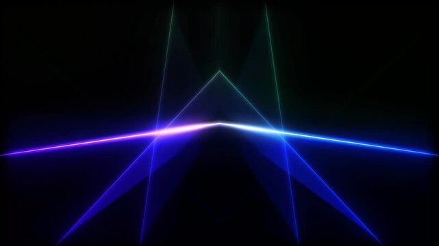 Symmetrical neon rainbow laser lights with abstract futuristic animation