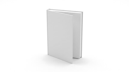 Fototapeta premium Blank White Hardcover Book Mockup Standing Open on White Background 