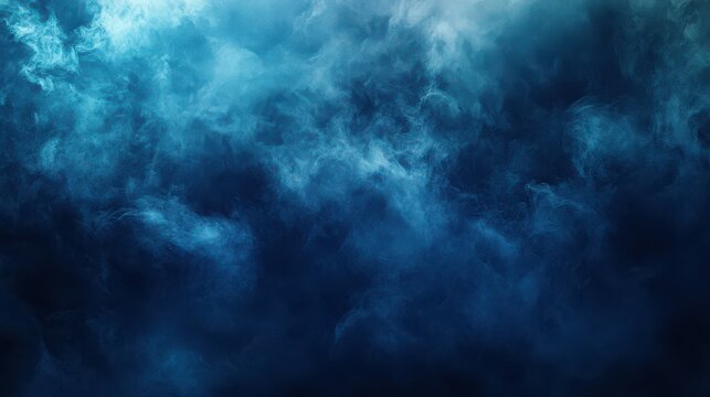 Dark blue abstract smoke background. Moody clouds texture for artistic graphic design.