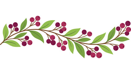 Autumn berry branch border. Decorative seasonal foliage with red berries on white background. © @ahmedmaynul
