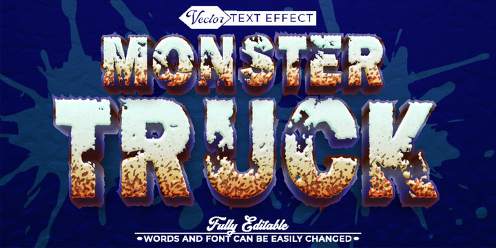  Monster Truck Extreme Offroad Typography Vector Fully Editable Smart Object Text Effect
