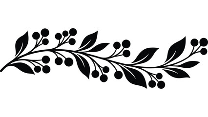 Autumn berry branch silhouette. Decorative floral element for seasonal design projects. © @ahmedmaynul