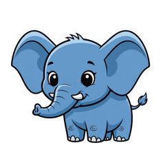 Naklejka premium Cute cartoon baby elephant illustration on transparent background.
