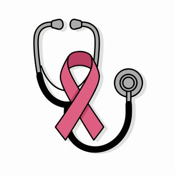 Pink ribbon and stethoscope for breast cancer awareness