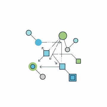Abstract network connections with nodes and lines