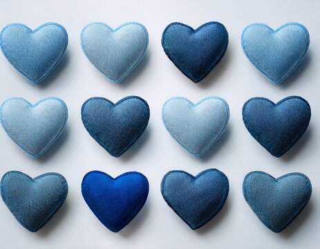 powder blue and denim color hearts seamless pattern clean surface texture white background