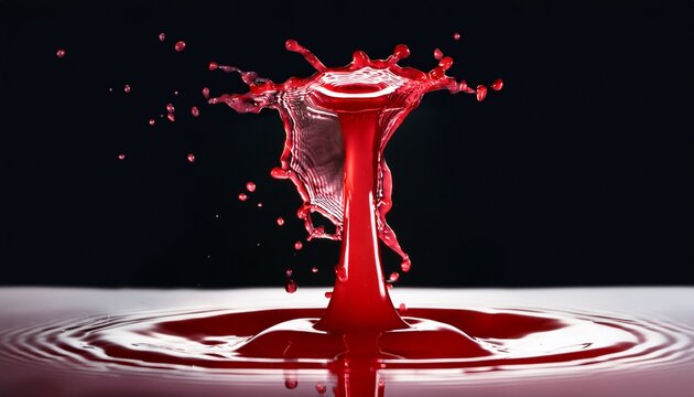 dynamic splash of vibrant red liquid in motion