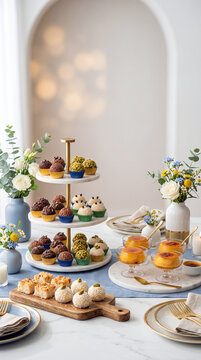 Elegant Dessert Spread with Brigadeiros and Custard Desserts