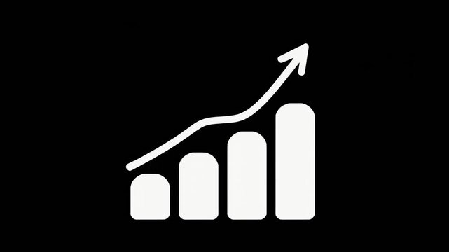 Premium Minimal Business Progress Chart Featuring Four Rounded Vertical Bars and Increasing Success Arrow