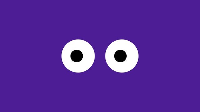 Minimalist cartoon blinking eyes on a purple background