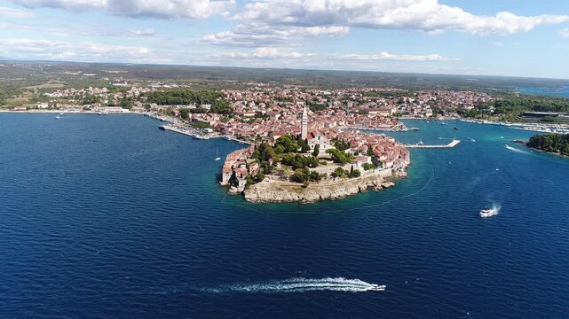 Aerial view of scenic old town peninsula