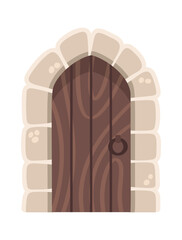 Fototapeta premium Door Medieval Stone Arch With Ring Handle