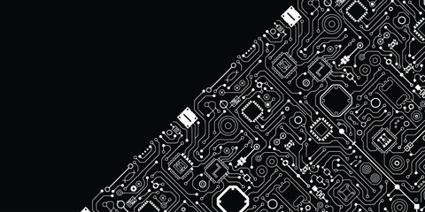 pcb abstract electronic pattern with ic resistor capacitor layout © AIcon Star
