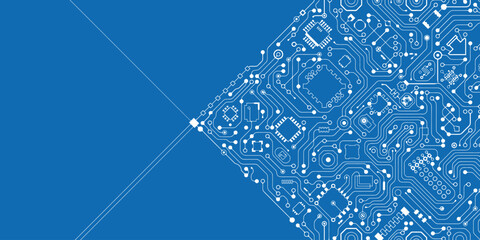 pcb schematic style geometric circuit network on black background © AIcon Star