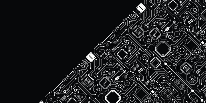 pcb abstract electronic pattern with ic resistor capacitor layout