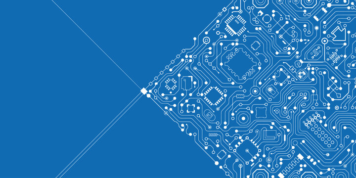 pcb schematic style geometric circuit network on black background