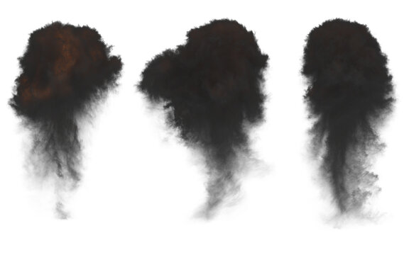 Explosion smoke cloud. Elements isolated on a transparent background.